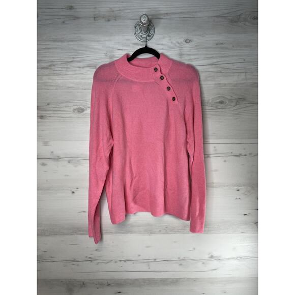 J.Crew Sweater Womens XL Button Mock Neck Pullover Wool Blend AS330 - Picture 1 of 10